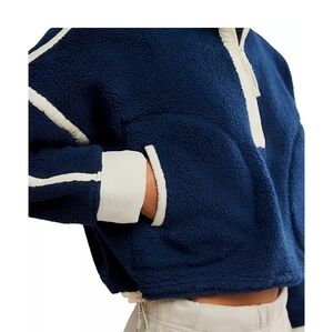 Free People Mountain High Half Zip Navy Fleece Pullover. NWOT XS/S